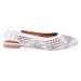 DGN 304-23y Women's Laser Printed Open Back Elastic Zenne Flats White Genuine Leather