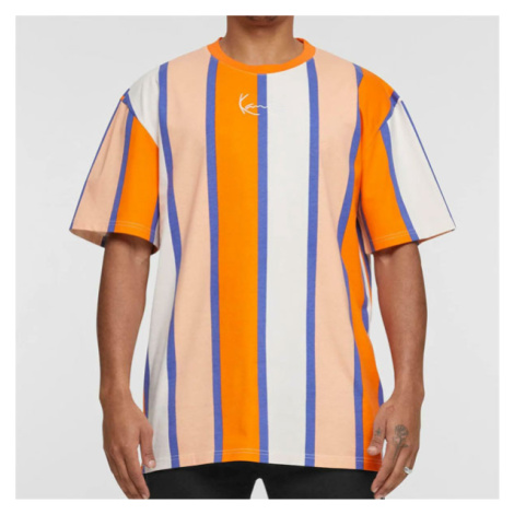 Tričko Karl Kani Small Signature Stripe Tee orange/apricot/off white