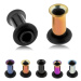 Anodizovaný titánový tunel do ucha, rôzne farby, čierna gumička - Hrúbka piercingu: 5 mm, Farba 