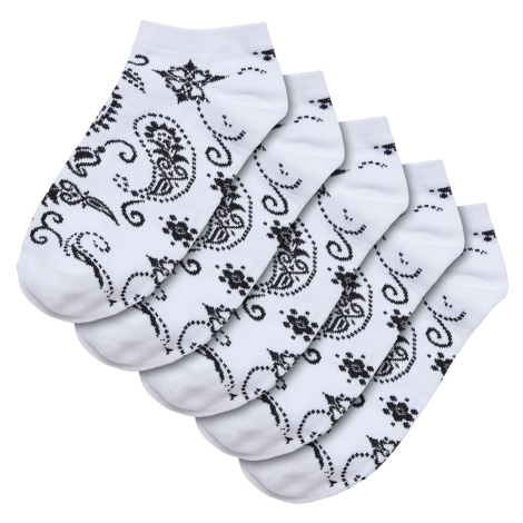 Bandana Pattern No Show Socks 5-Pack white Urban Classics