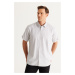 ALTINYILDIZ CLASSICS Men's White-Black Comfort Fit Wide Cut Shirt with Buttons and Pockets.