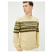 Koton Crew Neck Sweater Acrylic Blend Ethnic Patterned