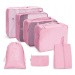 Cestovná sada ružových kozmetických tašiek - 7 ks