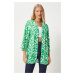 Happiness İstanbul Women's Green Ecru Patterned Viscose Kimono