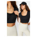 Trendyol Black 2 Layer Padded Sports Bra Crop Knitted Sports Top/Blouse