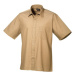 Premier Workwear Pánska košeľa s krátkym rukávom PR202 Khaki -ca. Pantone 7503