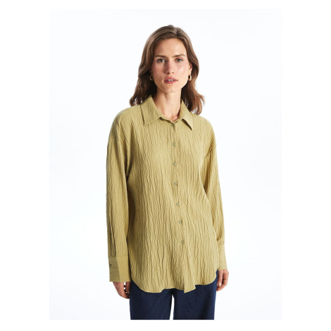 LC Waikiki LCWAIKIKI Classic Light Khaki Textured Women's Shirt