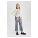 DEFACTO Girl's Wide Leg Shiny Jean Trousers