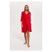 Women's Song Bathrobe with 3/4 Sleeves - Red