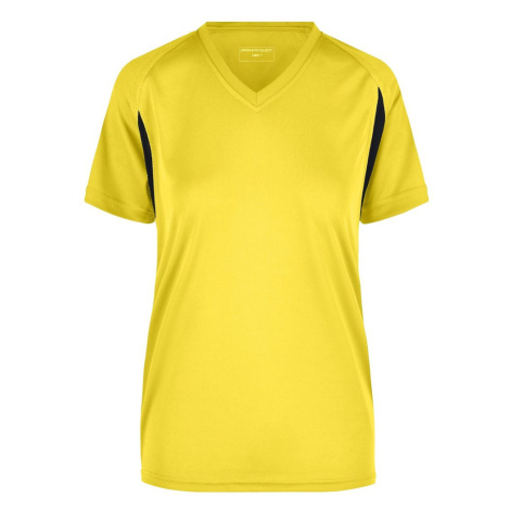 James & Nicholson Dámske športové tričko s krátkym rukávom JN316 - Žltá / čierna