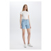 DEFACTO High Waist Cut Out Jean Shorts