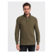 Ombre Men's knitted sweater with spread collar - olive