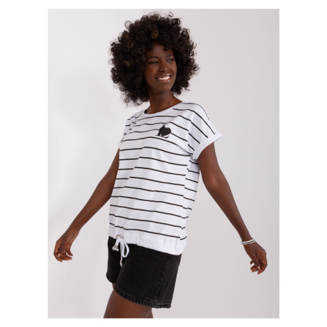 Black and white striped cotton blouse