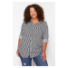 Trendyol Curve Black and White Striped Shirt