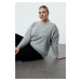 Trendyol Curve Gray Crew Neck Stone Knitwear Sweater