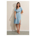 Bigdart 2378 V Neck Slit Knitted Dress - Blue