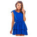 Dámske mini šaty s volánmi v modrej farbe