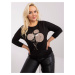 Black cotton blouse in a larger size with rhinestones