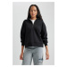 DEFACTO Regular Fit Zippered High Collar Sweatshirt