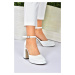 Fox Shoes Women's White Thick Platform Heeled Shoes