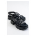 LuviShoes Senza dámske čierne sandále z pravej kože