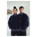 Trendyol Navy Blue Oversize/Wide Cut Stand Collar Color Block Anti-Pilling Polar Fleece Sweatshi