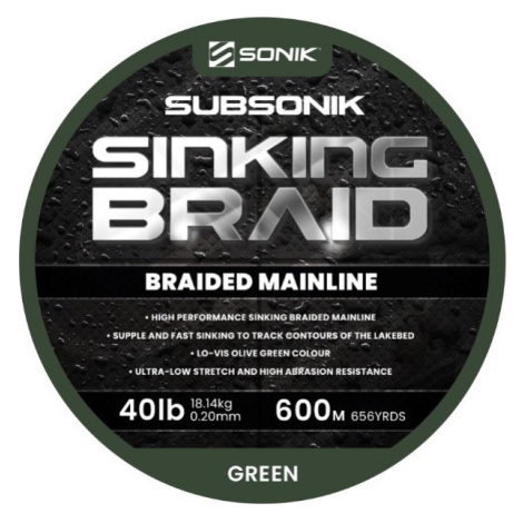 Sonik šnúra subsonik sinking braid green 0,20 mm 18,14 kg - 600 m