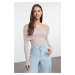 Trendyol Powder Soft Texture Carmen Collar Draped Detail Knitwear Sweater