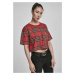 Women's short oversized T-shirt AOP Tartan red/bl