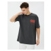 Koton Oversized T-Shirt with Slogan Print on the Back, Crew Neck.