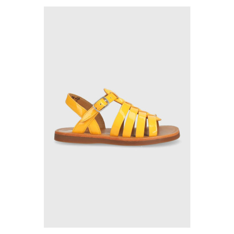 Detské kožené sandále Pom D'api oranžová farba