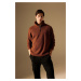 DEFACTO Regular Fit Stand Collar Zippered Plush Sweatshirt