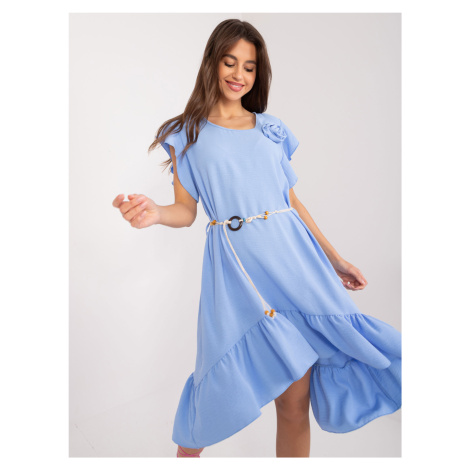 Light blue asymmetrical dress with ruffles