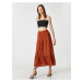 Koton Tiered Midi Length Skirt with Elastic Waist