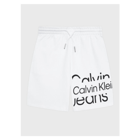 Calvin Klein Jeans Športové kraťasy Logo IB0IB01607 Biela Regular Fit