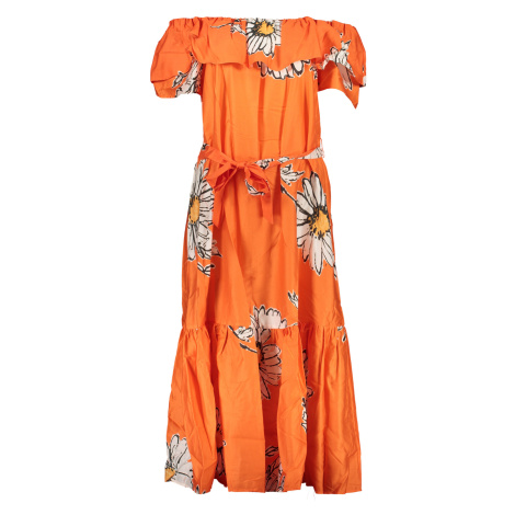 Oranžové dámske kvetované midišaty Desigual Georgeo