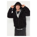 Trendyol Black Regular/Regular Fit Full Zipper Pocket Fleece Thick Sweatshirt-Cardigan