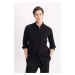 DEFACTO Regular Fit Oxford Pocket Detailed Long Sleeve Basic Plain Shirt