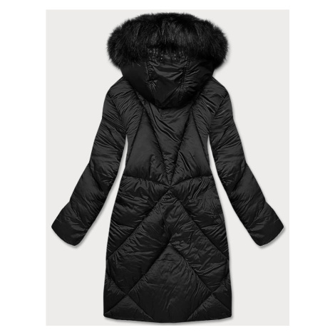 Dlhá čierna dámska zimná bunda (23070-1) J.STYLE
