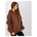 Tmavě hnědá basic oversized mikina s kapucí JEDNA