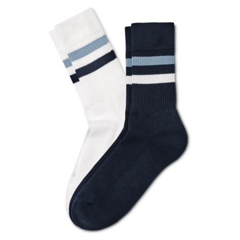 Ponožky z rebrovanej pleteniny, 2 páry, modré a biele Tchibo