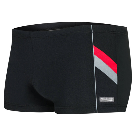 AQUA SPEED Plavecké šortky Ricardo Black/Red/Grey Pattern 136