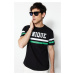 Trendyol Black Regular Cut Crew Neck Short Sleeve College Printed T-Shirt