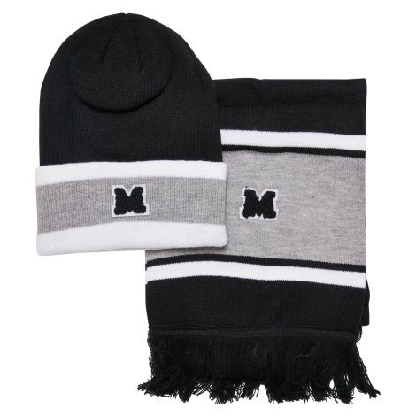 Package College Team Hat & Scarf Black/Heathergrey/White Urban Classics