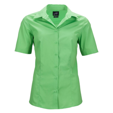 James & Nicholson Dámska košeľa s krátkym rukávom JN643 - Limetkovo zelená