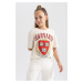 DEFACTO Girls Harvard University Oversize Fit Crew Neck Short Sleeve T-Shirt