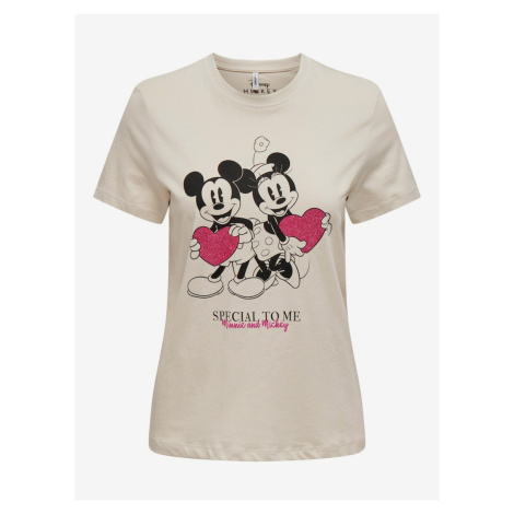 Beige women's T-shirt ONLY Mickey - Women