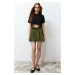 Trendyol Khaki Belted Mini Woven Shorts