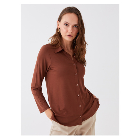 LC Waikiki Shirt Collar Plain Long Sleeve Women's Blouse