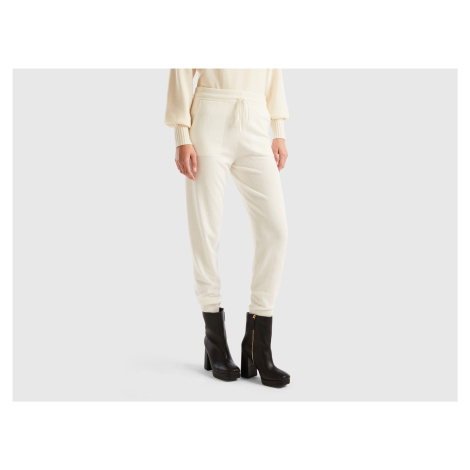 Benetton, Cream Sporty Trousers In Cashmere Blend United Colors of Benetton
